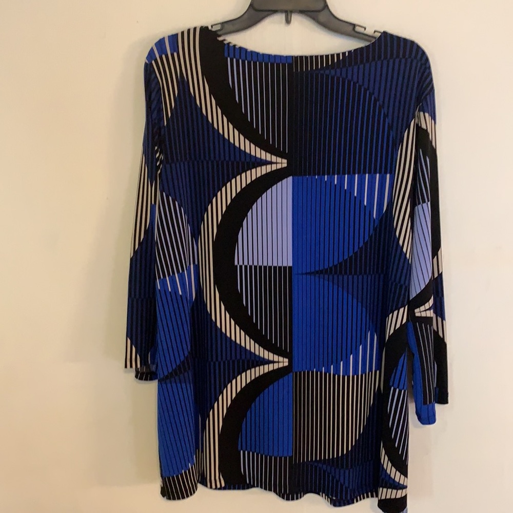 DANA BACHMAN blue/black/cream blouse size XL. - Picture 4 of 7
